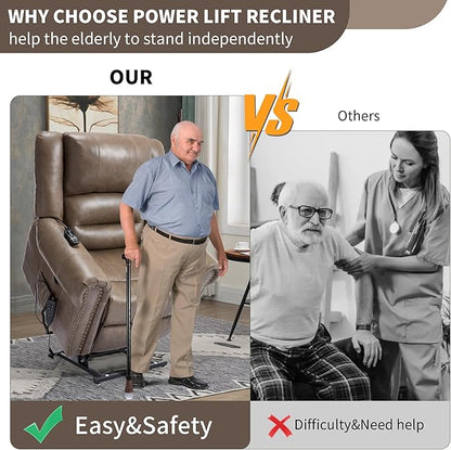 Recliner Chairs for Adults, Oversized Bedroom Chair with Massage, Sofa Chair Home Theater Seating with Lumbar Support, Lift Chair for Elderly, Nursery Chair for Living Room (Genuine Leather)
