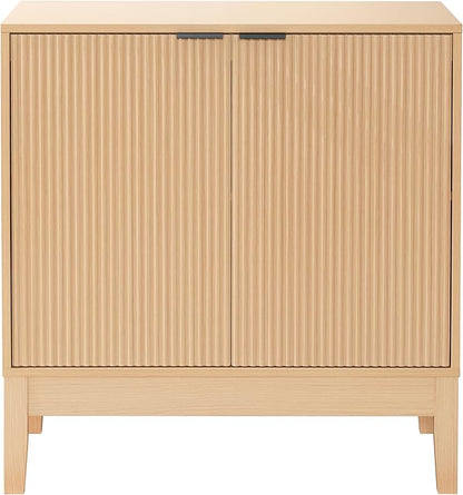Best Choice Products 2-Door Modern Storage Cabinet, Buffet, Sideboard, Media Cabinet, Cupboard, Entryway Accent Table, Bookcase w/Reeded Panels and Adjustable Shelves – Natural