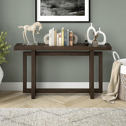 Henn&Hart 55'' Wooden Rectangular Console Table Entryway Table, Sofa Table for Entryway, Living Room, Couch, Hallway, or Office, Alder Brown