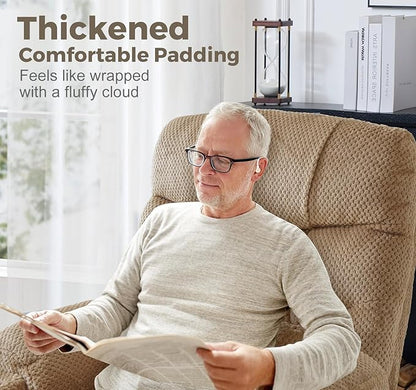 ABCASA Oversized Dual Motor Lay Flat Power Lift Recliner Chair Set of 2 for Elderly with Massage and Heat, Textile Large Recliner Chair, Lift Chairs Recliner with Lumbar Pillow, Cup Holder, Beige