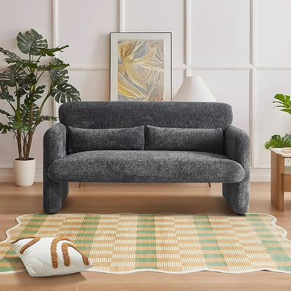 59" W Upgrade Lambswool Fabric Loveseat Sofa, Modern Love seat Couch, Solid and Easy to Install, Upholstered 2-Seater Couch for Bedroom, Apartment, Living Room