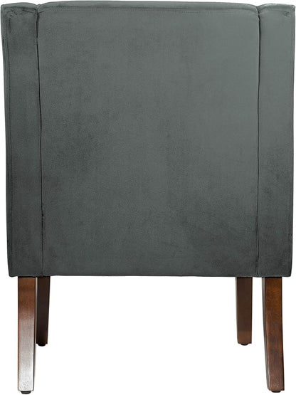 Homepop Home Decor Upholstered Classic Swoop Arm Accent Chair Accent Chairs for Living Room & Bedroom Decorative Home Furniture, Dark Grey