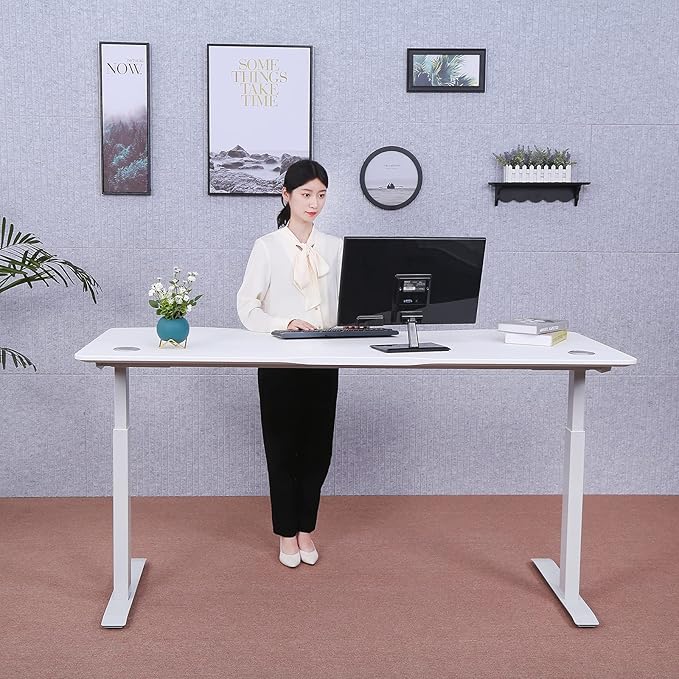 ApexDesk Elite Pro Series 60" x 27" Electric Height Adjustable Stand up Desk, Sit Stand Home Office Desk, Computer Desk - Curved White