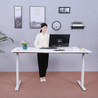 ApexDesk Elite Pro Series 71" x 33" Electric Height Adjustable Stand up Desk, Sit Stand Home Office Desk, Computer Desk - Curved Moon White