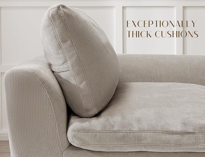 Oversized Cloud Sectional Couches for Living Room, Boneless U Shaped Couch with Ottoman, 4 Seater Modular Sectional Sofa, Light Grey