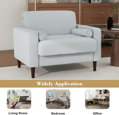 Oversized Accent Chair Set of 2, Corduroy Fabric Mid Century Modern Armchair with Large Seat for Living Room Bedroom Reading
