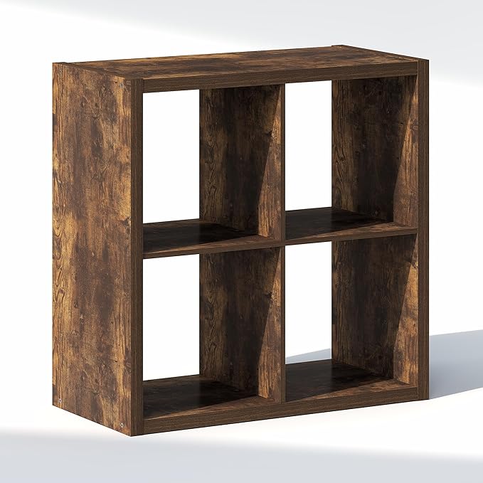 Furinno Cubic Closet Organizers and Storage, 4-Cube Closet Organizer, Open Shelf Closet Storage, Extra Thick Frame for Wardrobe, Bedroom, Living Room, Amber Pine