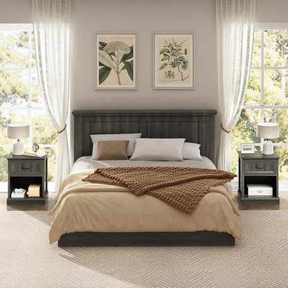 CARPETNAL Farmhouse Dresser and Nightstand Sets for Bedroom, 4 Pcs Bedroom Set, 5 Drawer & 8 Drawer Dresser and Nightstand Set of 2, Wood Chest of Drawers for Living Room, Entryway, Grey