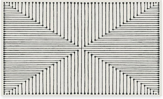 RUGGABLE x Jonathan Adler Machine Washable Modern Area Rug – Inkdrop Black & Ivory 3x5, Stain-Resistant, Non-Slip – Small Rugs for Living Room, Bedroom, Hallway, Entryway & Office–with Cushioned Pad