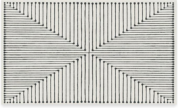 RUGGABLE x Jonathan Adler Machine Washable Modern Area Rug – Inkdrop Black & Ivory 3x5, Stain-Resistant, Non-Slip – Small Rugs for Living Room, Bedroom, Hallway, Entryway & Office–with Standard Pad