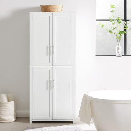 Crosley Furniture Savannah Tall Pantry Storage Cabinet with Shelves, Kitchen, Dining, or Laundry Room, White