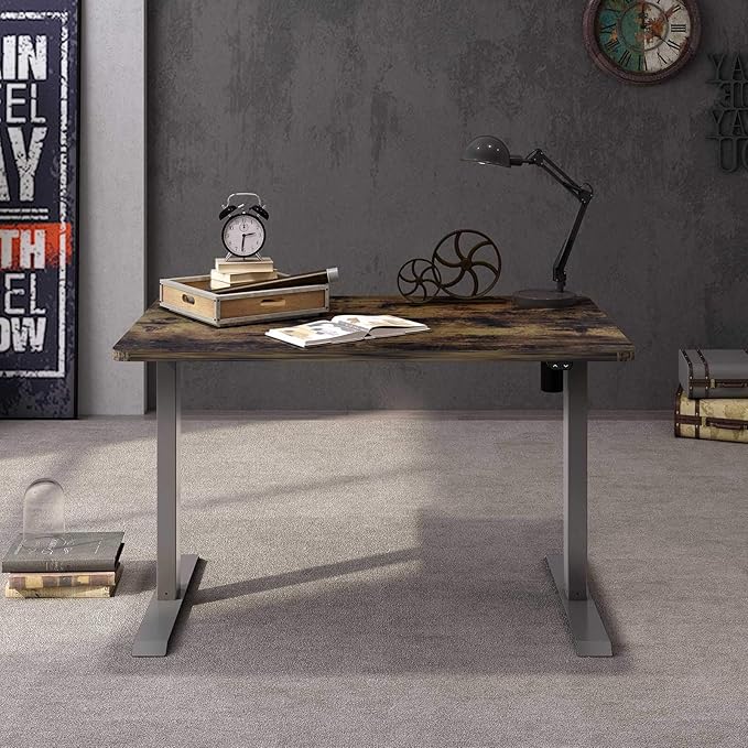 FLEXISPOT EN1 One-Piece Standing Desk 48 x 30 Inches Height Adjustable Electric Desk (Silver Frame + Rustic Top, 2 Packages)