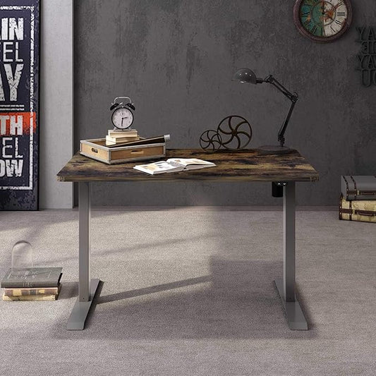 FLEXISPOT EN1 One-Piece Standing Desk 48 x 30 Inches Height Adjustable Electric Desk (Silver Frame + Rustic Top, 2 Packages)
