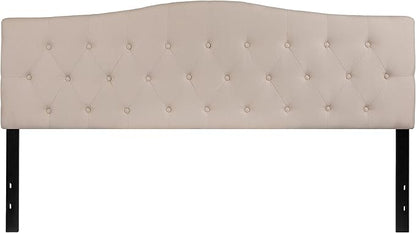 BizChair Tufted Upholstered King Size Headboard in Beige Fabric