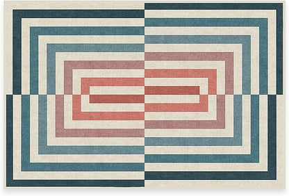 RUGGABLE x Jonathan Adler Washable Modern Area Rug – Op Art Teal 2x3, Stain-Resistant, Non-Slip – Small Machine Washable Rugs for Living Room, Bedroom, Hallway, Entryway & Bathroom–with Standard Pad