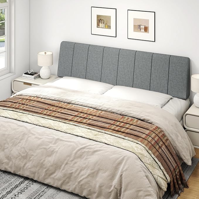 King Size Headboard Only-No Assembly, Upholstered Headboard King Size Linen Fabric Modern Style Headboards for Adjustable Bed Extra-Thick, Dark Gray