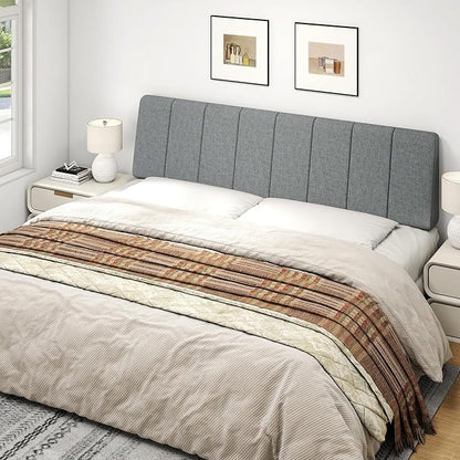 King Size Headboard Only-No Assembly, Upholstered Headboard King Size Linen Fabric Modern Style Headboards for Adjustable Bed Extra-Thick, Dark Gray
