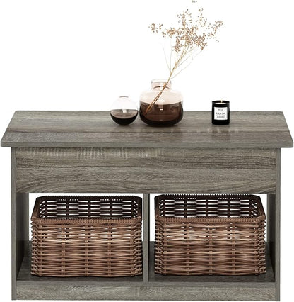 Furinno Jensen Living Room Lift Top Coffee Table with Hidden Compartment, French Oak Grey