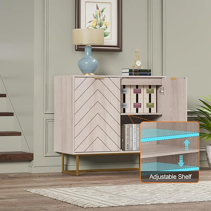 Scurrty 31.5" Natural Sideboard Buffet Cabinet, Cabinet with Doors & Adjustable Shelf for Living Room & Kitchen, Log Color