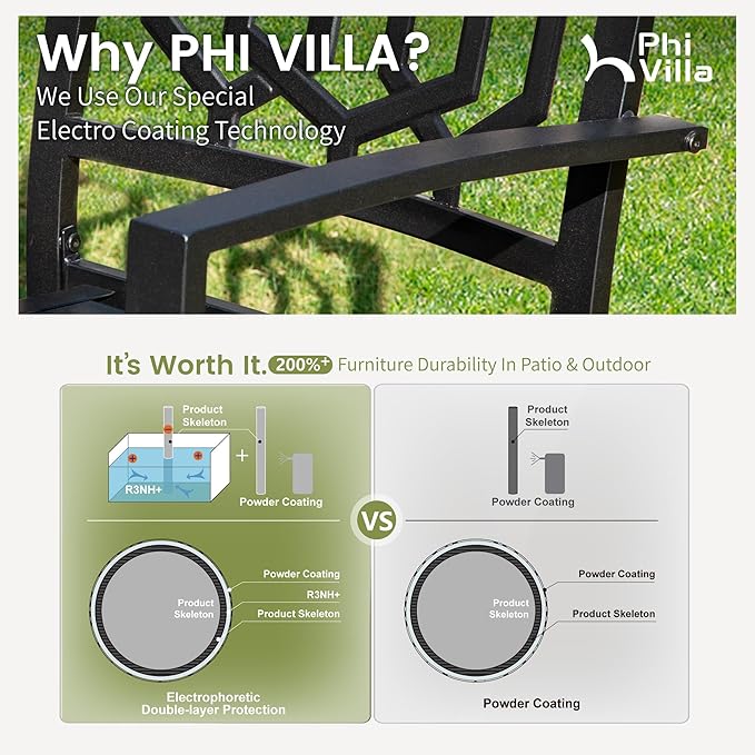 PHI VILLA Set of 4 Stackable Wrought Iron Patio Dining Chairs, Portable Black Outdoor Bistro Deck Metal Chairs, Support 300 lbs, Ideal for Garden, Backyard, Lawn