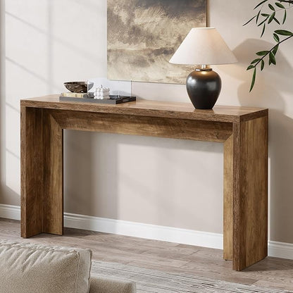 Tribesigns 55-Inch Farmhouse Console Table, Wooden Couch Table Behind Sofa with Storage, Narrow Long Entryway Hallway Table for Living Room, Entrance (Brown)