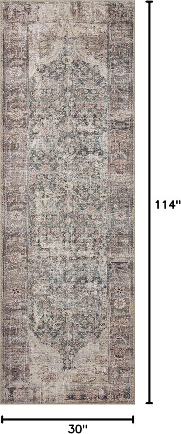 Loloi Amber Lewis Georgie Collection GER-08 Lagoon/Beige 2'-6" x 9'-6", .19" Pile Height, Runner Rug
