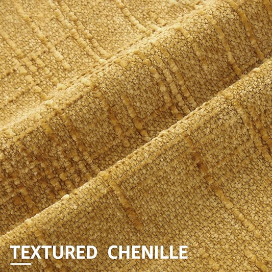 decorUhome Mustard Yellow Chenille Throw Pillow Covers 24x24 Set of 2 Thick Textured Slubby Couch Pillow Covers Farmhouse Accent Modern Neutral Decorative Pillow Cases for Bed Sofa Living Room