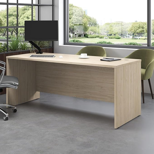 Bush Business Furniture Studio C 72W Computer Desk with Wire Management and Modesty Panel in Natural Elm, Professional Table for Home Office and Corporate Office