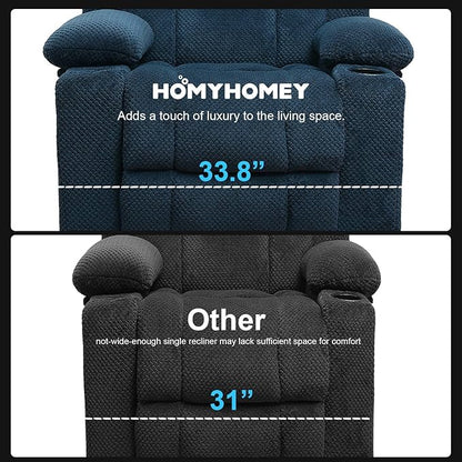 Power Lift Recliner Chair for Living Room Elderly with Massage Recliners Footrest Cup Holder Oversized Electric Heated Reclining Single Sofa Chairs Storage (Cyan)