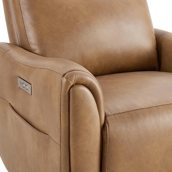 Watson & Whitely Power Swivel Rocker Recliner, Reclining Chair with Memory Foam for Living Room, Faux Leather RC011 (Camel)