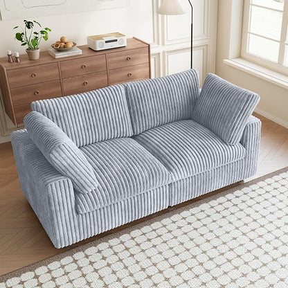 78.74" Oversized Loveseat Sofa, Deep Seat Cloud Couch, 2 Seat Comfy Modular Sectional Couches for Living Room, Plush Couch Cushion Covers Removable, Gray