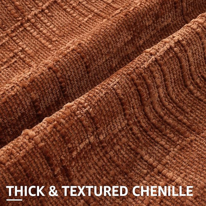 decorUhome Fall Rust Chenille Throw Pillow Covers 16x16 Set of 2 Thick Textured Slubby Couch Pillow Covers Farmhouse Accent Modern Neutral Decorative Pillow Cases for Bed Sofa Living Room