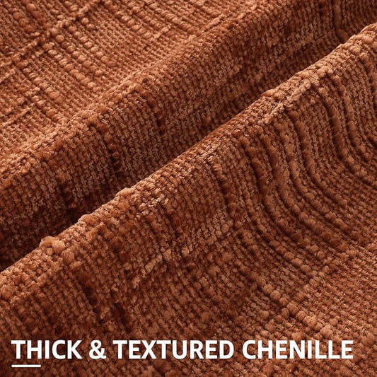decorUhome Fall Rust Chenille Throw Pillow Covers 16x16 Set of 2 Thick Textured Slubby Couch Pillow Covers Farmhouse Accent Modern Neutral Decorative Pillow Cases for Bed Sofa Living Room