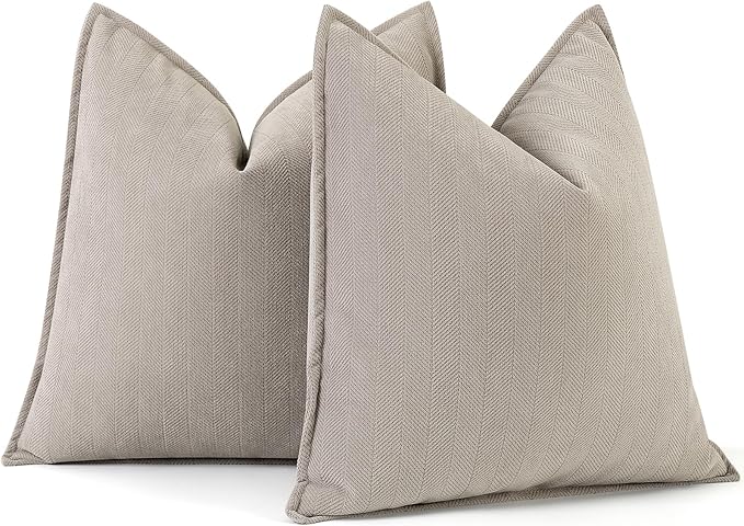 ZWJD Gray Pillow Covers 20x20 Set of 2 Chenille Pillow Covers with Elegant Design Soft and Luxurious Decorative Throw Pillows for Couch, Bed, and Home Decor