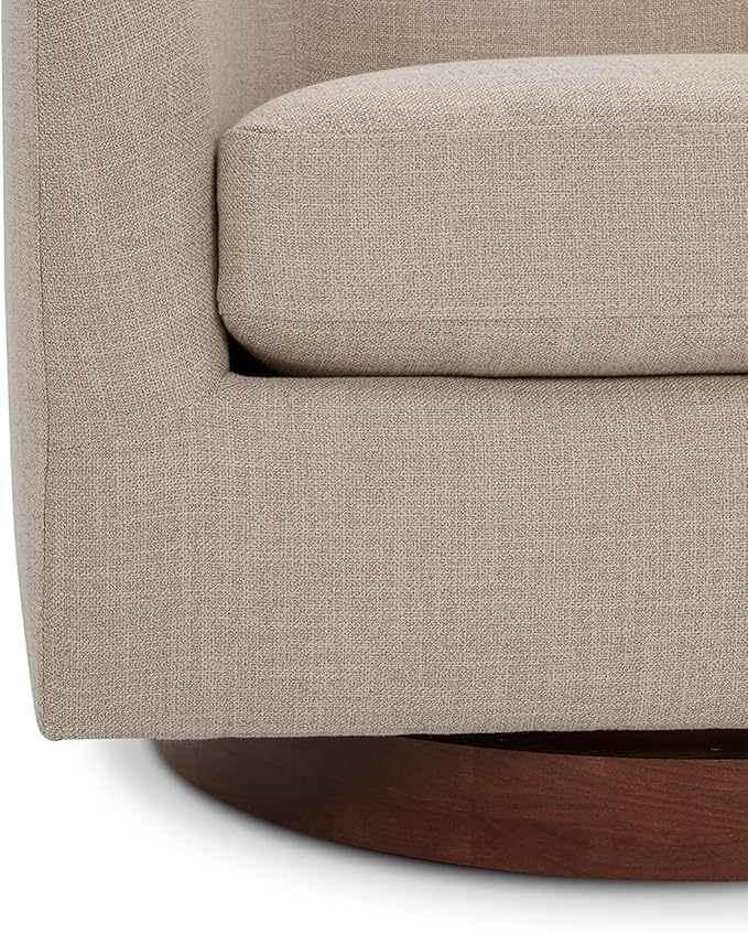 CHITA Swivel Accent Chair, FSC Certified Upholstered Fabric Barrel Chair for Living Room Set of 2, Fully Assembled, Flax Beige