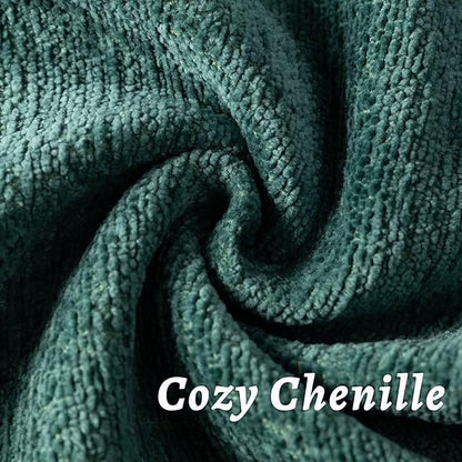 Green Decorative Throw Pillow Covers 16x16 Inch Set of 2 Cozy Soild Chenille Cushion Cases Soft Textured Square Couch Pillows Cover Boho Accent Farmhouse Pillowcases for Sofa Bed