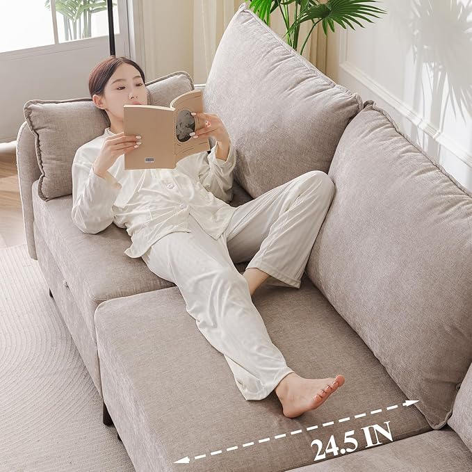 104'' Modular Sectional Sofa with All Seats Storage,Oversized 3-Seater Comfy Cloud Couches with Deep Seat,Big Couch for Living Room,Bedroom,Velet,Khaki