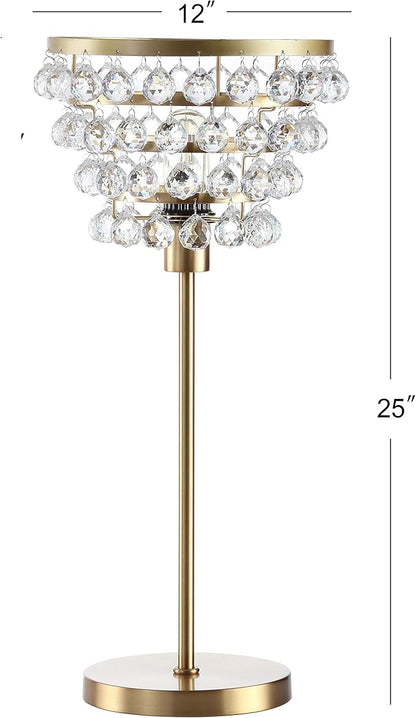 JONATHAN Y JYL9004B Buckingham 25" Crystal/Metal Table Lamp Modern Contemporary Bedside Desk Nightstand Lamp for Bedroom Living Room Office College Bookcase, Brass Gold