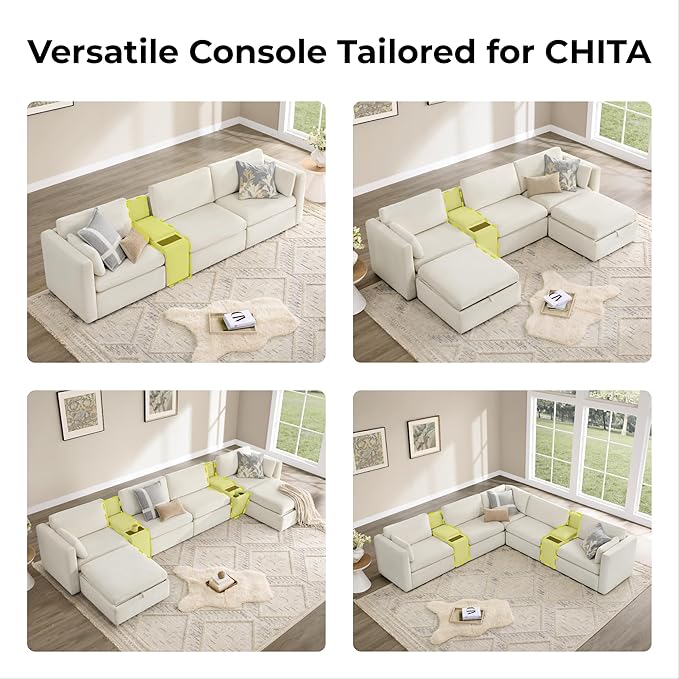 CHITA Oversized Modular Cloud Sectional Sofa, FSC Certified U Shaped Sectional Couches for Living Room, 112 inch Width, 5 Seat Modular Sofa Includes 2 Storage Ottomans, Linen