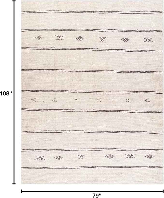 Livabliss x Becki Owens Rivi Moroccan Area Rug , 6'7" x 9', Ivory/Black
