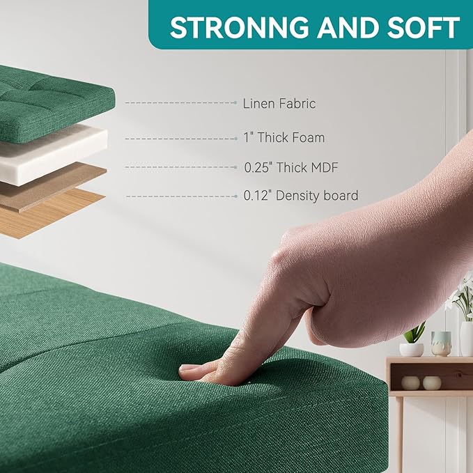 BRIAN & DANY Small Ottoman with Storage, Small Storage Ottoman, Folding Foot Stool with Wood Legs for Living Room and Bedroom Linen Rest Seat, 12.6"x12.6"x12.8" - Dark Green