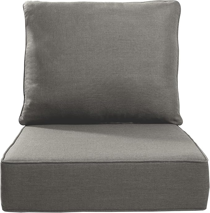 Luxury 22x24/22x25 6-Inch Outdoor Cushions - Water Resistant 1 Set Patio Replacement Seat Cushion for Rattan Mental Wicker Dining Rocking Swivel Chairs Loveseat Couch Sectional Sofa - Grey