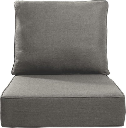 Luxury 22x24/22x25 6-Inch Outdoor Cushions - Water Resistant 1 Set Patio Replacement Seat Cushion for Rattan Mental Wicker Dining Rocking Swivel Chairs Loveseat Couch Sectional Sofa - Grey