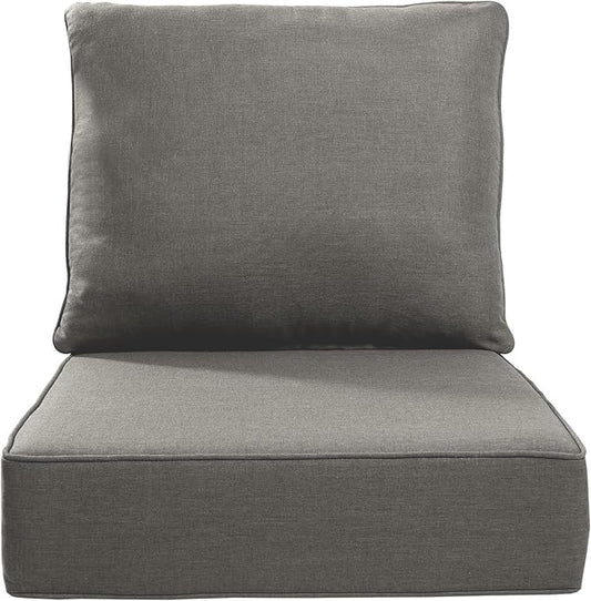 Luxury 24x24x6 Inch Outdoor Cushions - Water&UV&Fade Resistant 1 Set Patio Replacement Seat Cushion for Rattan Mental Wicker Dining Rocking Swivel Chairs Loveseat Couch Sectional Sofa - Grey