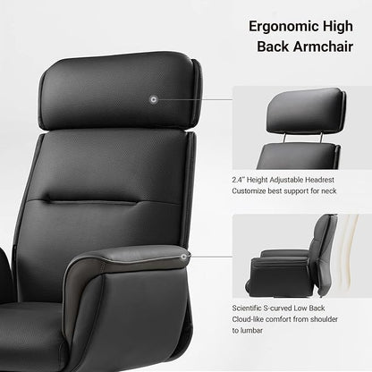 EUREKA ERGONOMIC Royal Ergonomic Office Chair Executive Desk Chair, Microfiber Leather High Back Executive Chair Comfy Ergonomic 360° Swivel with Lumbar for Home Workshop- Black