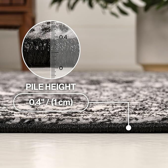 JONATHAN Y Vintage Medallion Indoor Area Rug Black 8X10, Modern Boho for Living Room, Bedroom, Kitchen, Office, Easy-Cleaning, High Traffic, Pet-Friendly, Non-Shedding MDP100D-8
