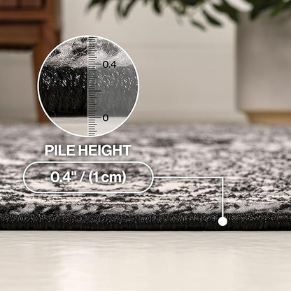 JONATHAN Y Vintage Medallion Indoor Area Rug Black 3X5, Modern Boho for Living Room, Bedroom, Kitchen, Office, Easy-Cleaning, High Traffic, Pet-Friendly, Non-Shedding MDP100D-3