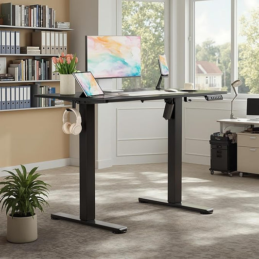 Homall Height Adjustable Electric Standing Desk, Memory Stand up Desk with Headphone Hook, Home Office Desks with Splice Board