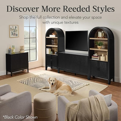 Best Choice Products 2-Door Modern Storage Cabinet, Buffet, Sideboard, Media Cabinet, Cupboard, Entryway Accent Table, Bookcase w/Reeded Panels and Adjustable Shelves – Walnut
