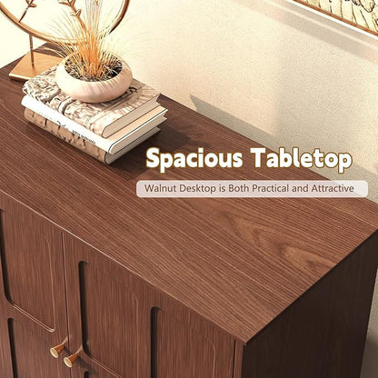 ARTPOWER Brown Sideboard Buffet Cabinet with Storage, Mid-Century Modern Storage Cabinet with 2 Doors and Adjustable Shelves, Accent Style Sideboard for Entryway, Dining Room, Living Room